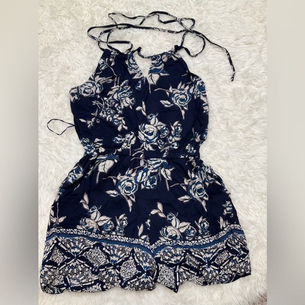 Angie blue and white romper sleeveless Brand new